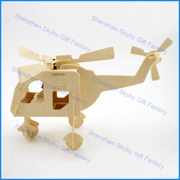 
New Design High quality Kids Gift Puzzle Wooden Solar Power Toy Helicopter 
