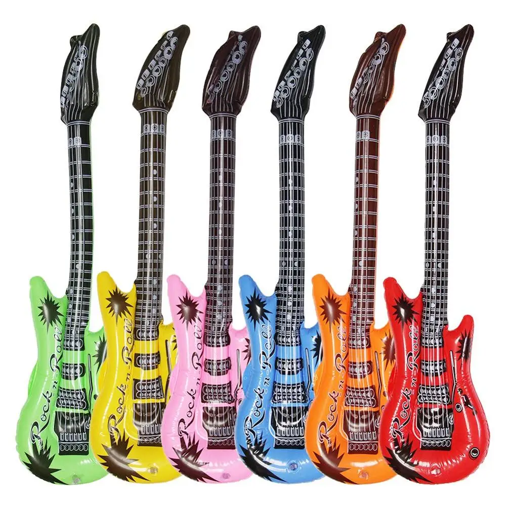 Rock Star Inflatable Guitar Set for Kids Party Accessories Inflatable Toys Waterproof Assorted Colors Party Decoration