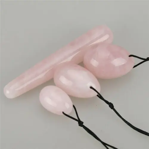 
1Set Natural Rose Quartz Yoni Eggs Jade Yoni Wa Ben Ball and 110mm Massage Stick 