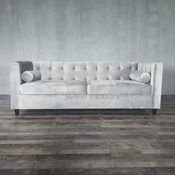 Customized New Design Tuxedo Series Tufted Velvet Living Room Chesterfield Classic Fabric Sofas