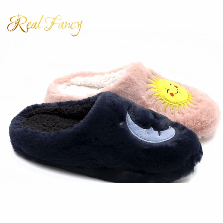 TPR sole faux fur upper material fashion plush women slipper
