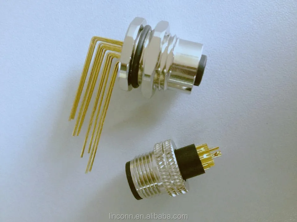 industrial IP67 waterproof m12 connector 3/4/5/8/12 pin connector male female connector