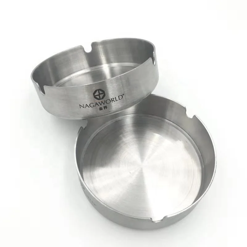 Home large size stainless steel table ashtray metal indoor ashtray - L#