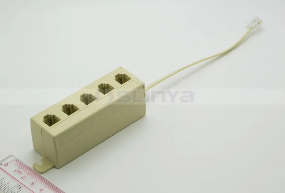 RJ11 6P4C 1 Jack to 5 Female RJ11 Telephone Phone Cable Line Y Splitter Extension Cable Adapter Connector