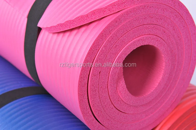 Tiger Sports NBR Yoga Mat with Strap or Net Bag Customized 13mm Extra Thick Nbr Yoga and Exercise Mat Nbr Vinyl Coated Slide Mat