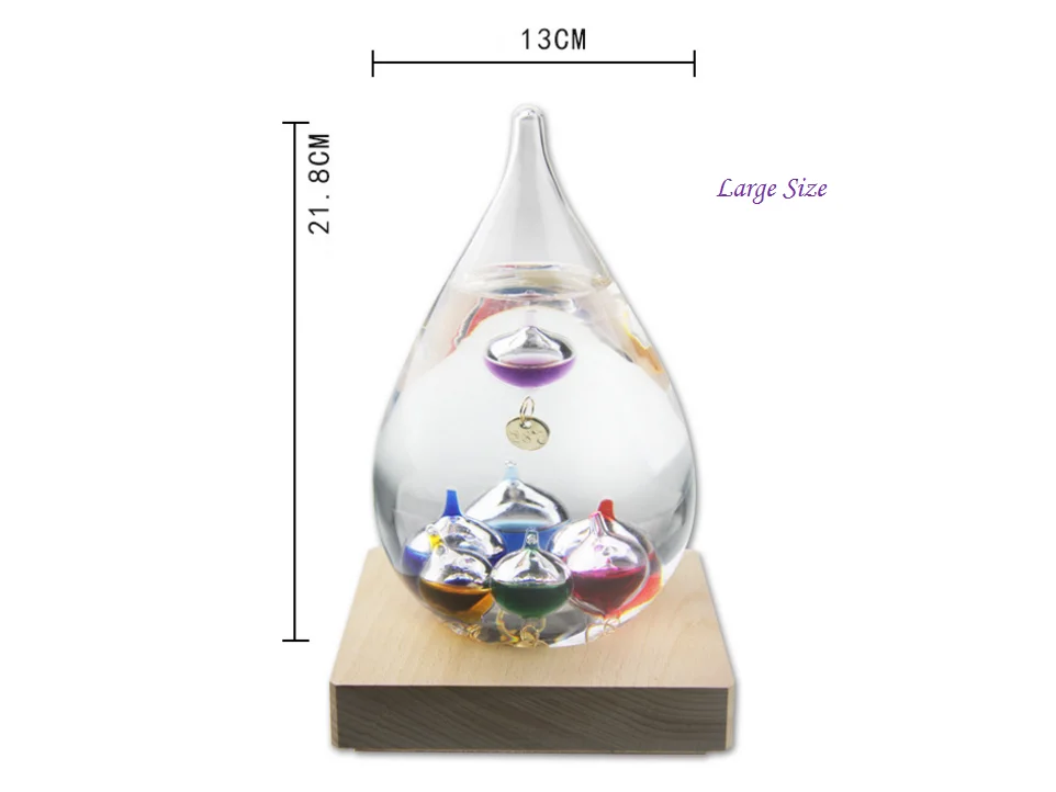 Home Decoration Glass Crafts Teardrop Weather Forecast Bottle Galileo Weather Predictor Thermometer