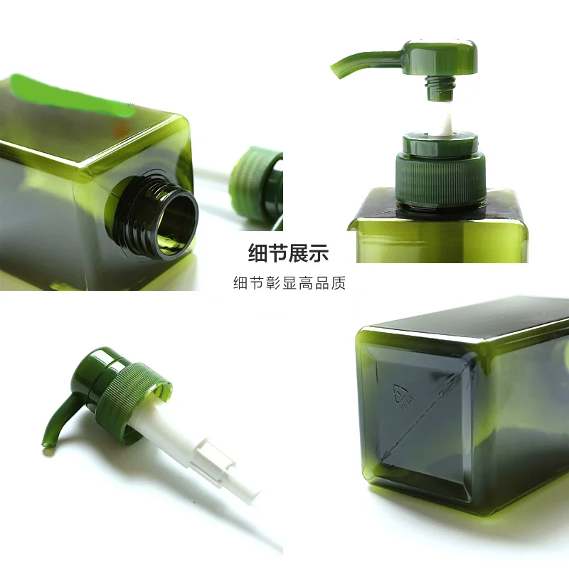 Colorful square shape shampoo PET bottle with spray pump