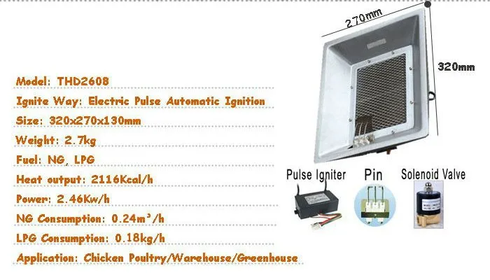 Auto temperature control infrared gas heater for hens chicks poultry house