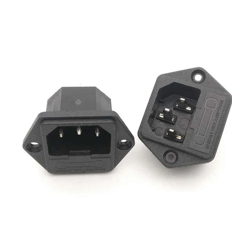 10A 3pin AC power socket with fuse holer AC Inlet Male Power Plug