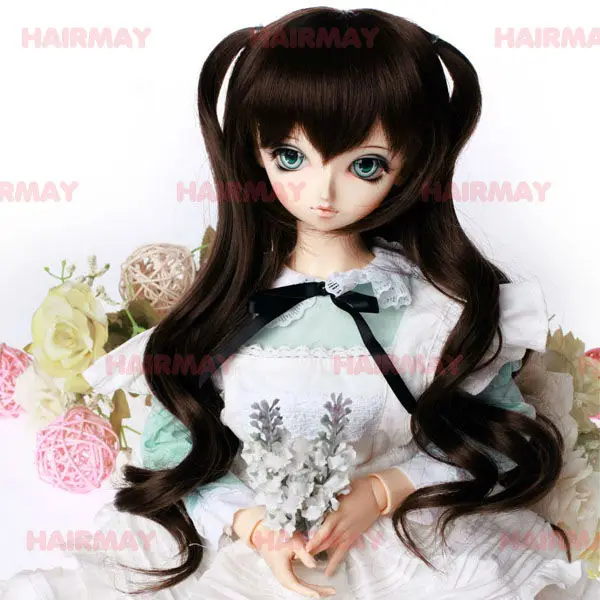 
japana animei maid style hot sale doll black hair wig,top have two little plaits 