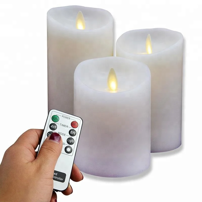 smokeless real wax Artificial Candle LED Ivory Flameless Candle Set with Gift Box