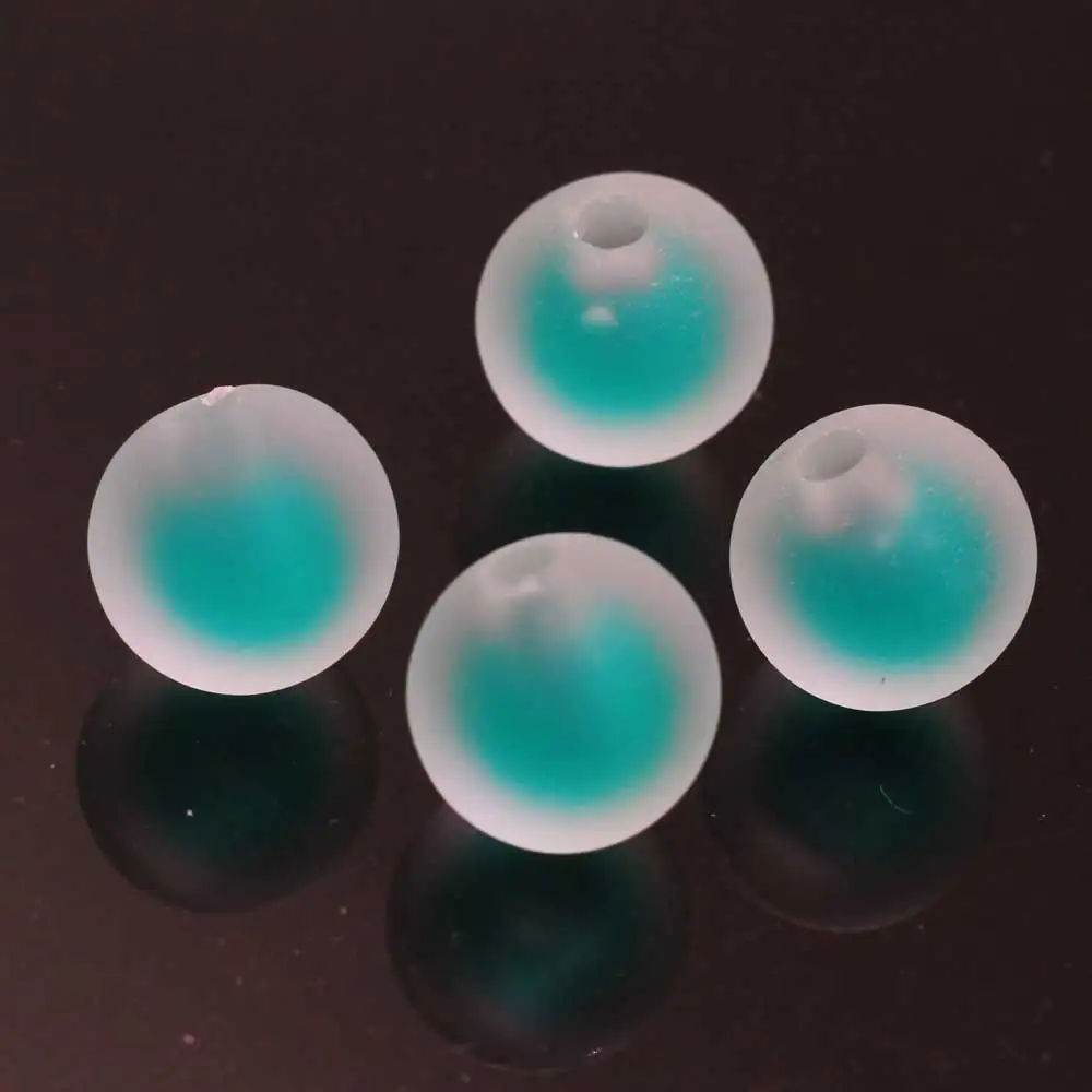 China Yiwu 16mm  Acrylic Round Frosted Matte Transparent Bead Colorful Double Inner Bead 3mm Hole