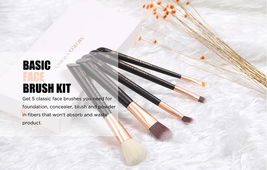 Unique Colors 5pcs Foundation Facial Make Up Brush Nylon Hair Powder Makeup Brush