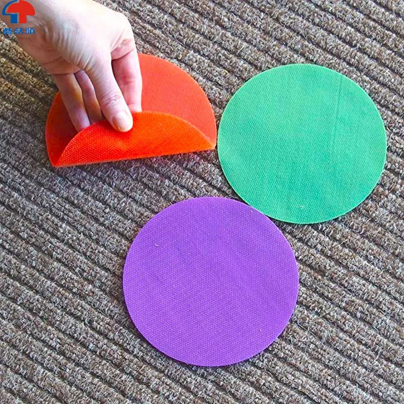 Nylon hook and loop circle 4 and 5 inch classroom carpet sit spots markers with 30 pcs per pack