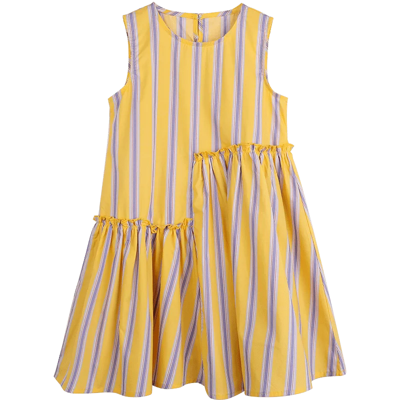 
Hot Sale Kids Girl Vertical Stripe Summer Leisure Sweetness Dress Sleeveless Skirt 
