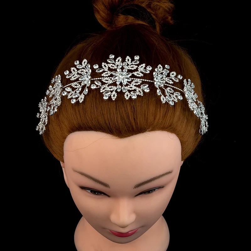 Echsio High Quality Women Accessories Tiara Crown Fine Zircon Charm Women Crown For Noble Lady Sliver Plating Jewelry BC4687