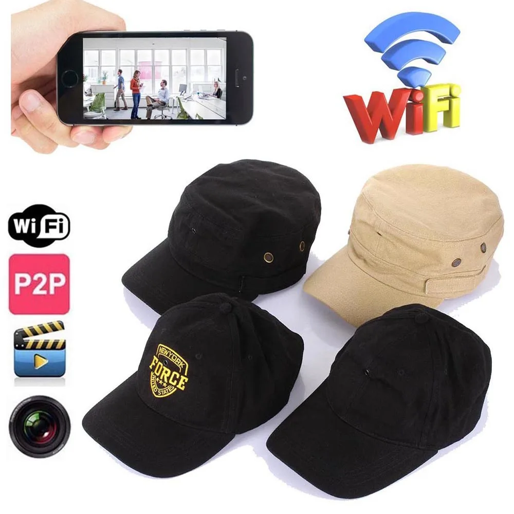 1280*720P HD Wearable WIFI Camcorder Hat Camera Hidden cap Portable DV wireless Wearable IP P2P DVR Cam PQ235