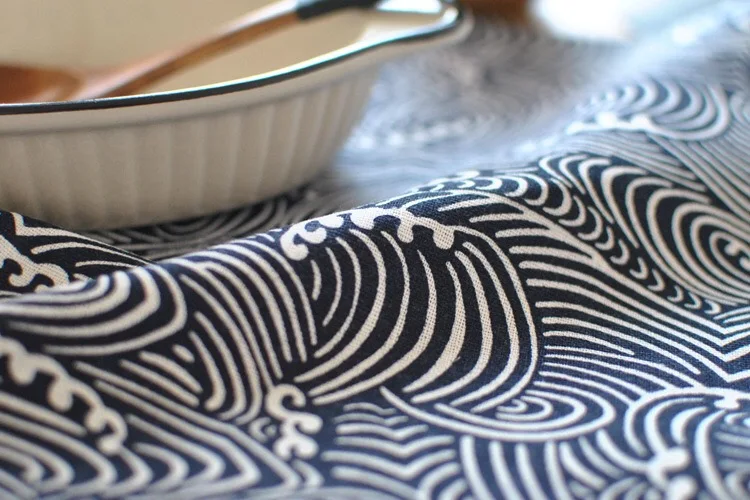 40*70cm Sector Plaid Sea Waves Japanese Style fabric Mat Napkin Dessert Table Napkins cotton Tea Towels Kitchen Placemats
