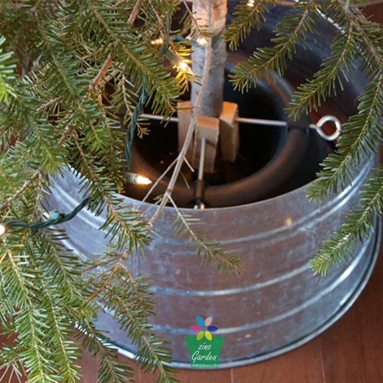 Wholesale price galvanized metal tree collar skirts snow decorative clear ornaments for Christmas tree