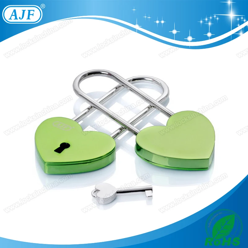 AJF TUV ПРОШЕЛ Последним зеленый длинный хвостовик металла сердце любовь замок с гравировкой имен, подарок, замок любви