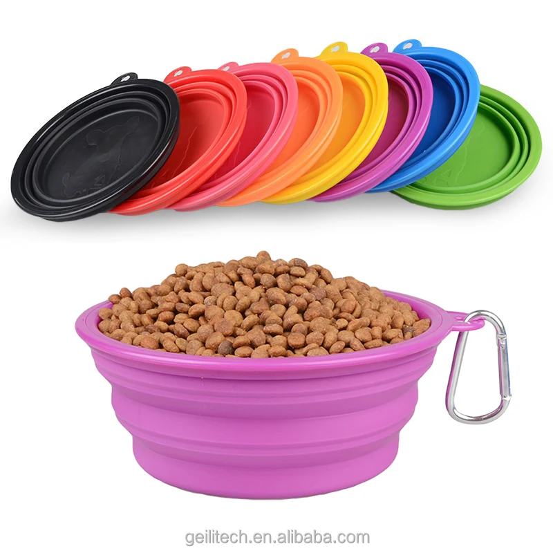 Большая Поставка со склада, складная силиконовая миска для собак объемом 300 мл или 1000 мл с логотипом под заказ