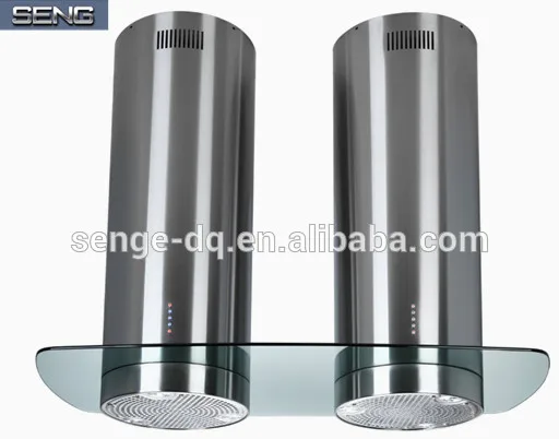 SENG Kitchen Tempered Glass Round Island Mounted Stainless Steel Range Hood