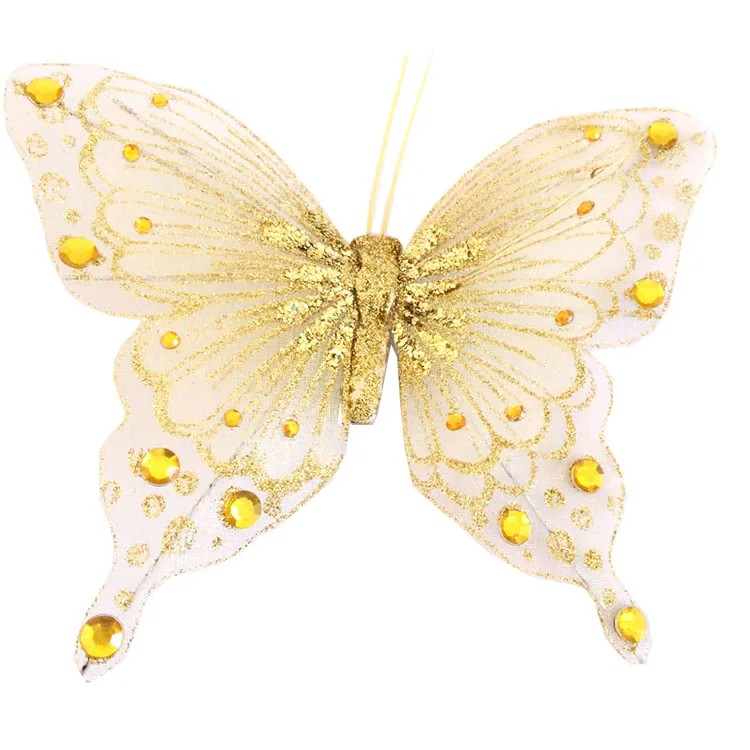 Hand-crafted design glitter butterflies for Christmas ornaments