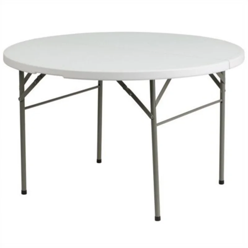 6FT HDPE White Plastic Round Folding Table For Rent