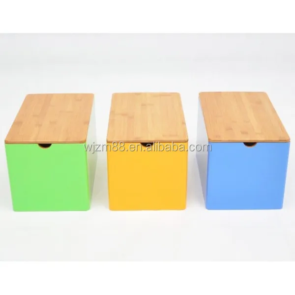 wholesale colored bamboo storage box with lid, large wooden storage box for home
