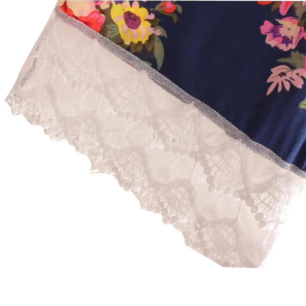 Silky Satin big one size lace trim robe