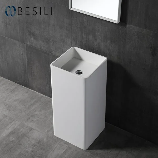 Wholesale bathroom furniture pedestal wash basin/ black bathroom solid surface sink stand Z20-1