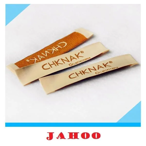 Конец раз металлическая нить тканые этикетки для одежды мягкой руки