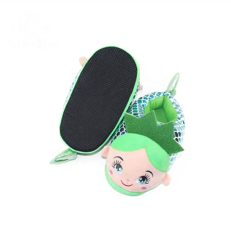 
Winter Adult Plush Sequins Mermaid PVC Home Super Soft 28cm Fluffy Slippers 