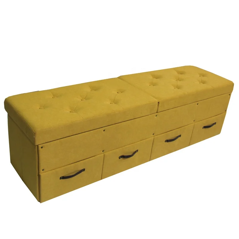 
Furniture folding foot rest long storage bench With Box 