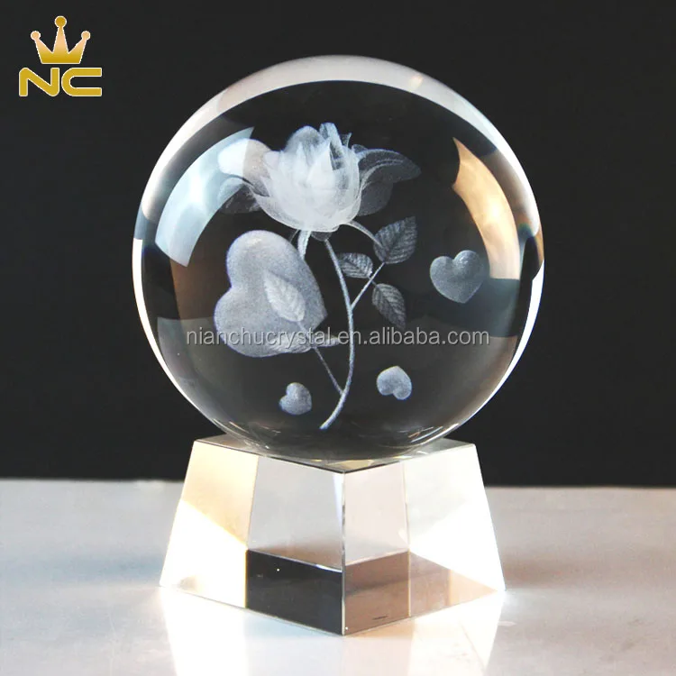 Personalized 3D Laser Engraved Round Crystal Dragon Ball Glass Earth Ball For Business Love Gifts