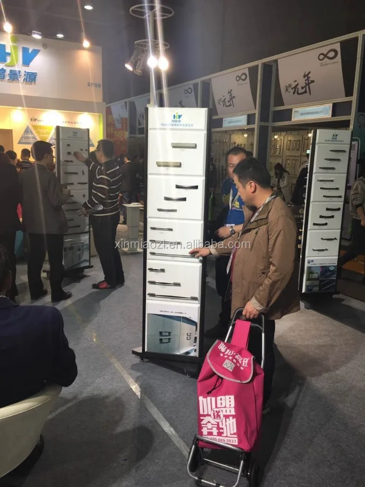 3 Way Aluminum Display Racks For Hardware  and handles. Rotatable Display stand