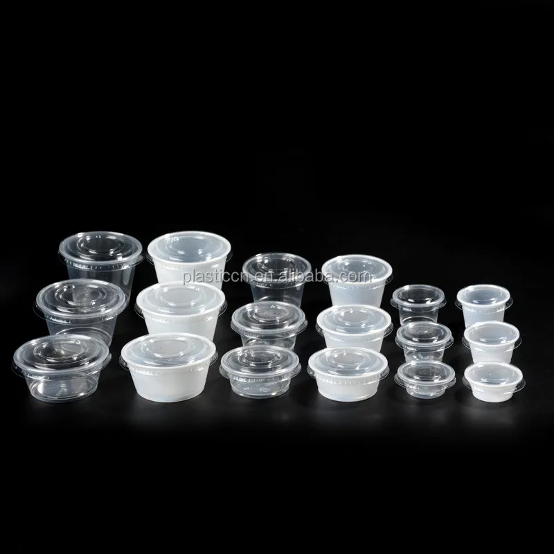 All size 15ml-165ml PS material plastic cup sauce container  ,White sauce cup/portion cup with lids