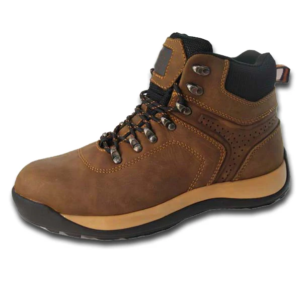 Hot selling brown color anti slip leather working safety shoes for sale