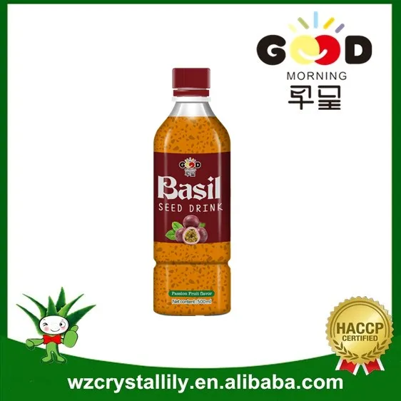 BRC Certification basil seed drink 290ml glass bottle chia seeds drink OEM factory