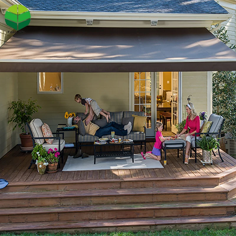 High Quality Rain Proof Sun Shade Outdoor Waterproof Aluminum Retractable Awning Wall Bracket or Ceiling Bracket 0 to 45 Degree