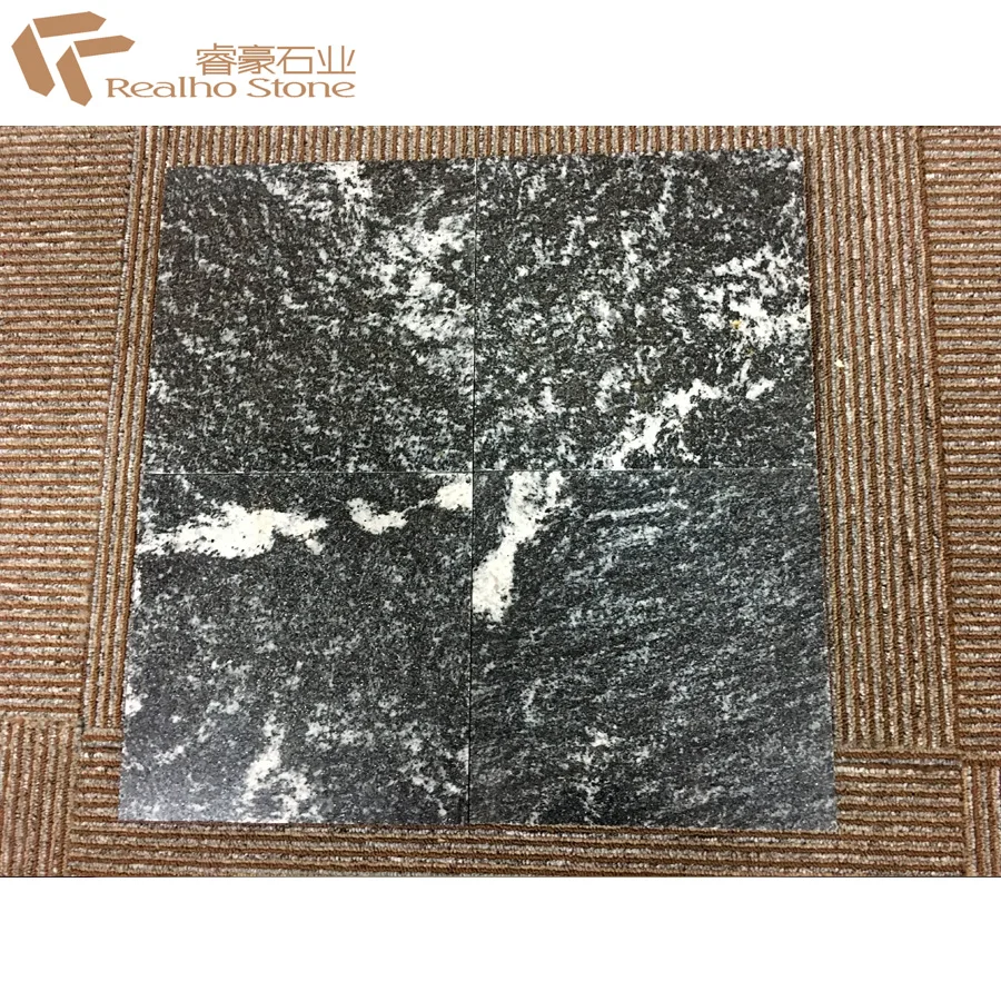 
Cutter Size Flamed / Polished Slabs Milky Way Black Granite With White Veins 