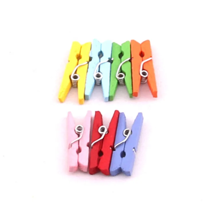 Eco-Friendly Color 2.5 cm Spring Clothespin Wood Clips For Home Decoration