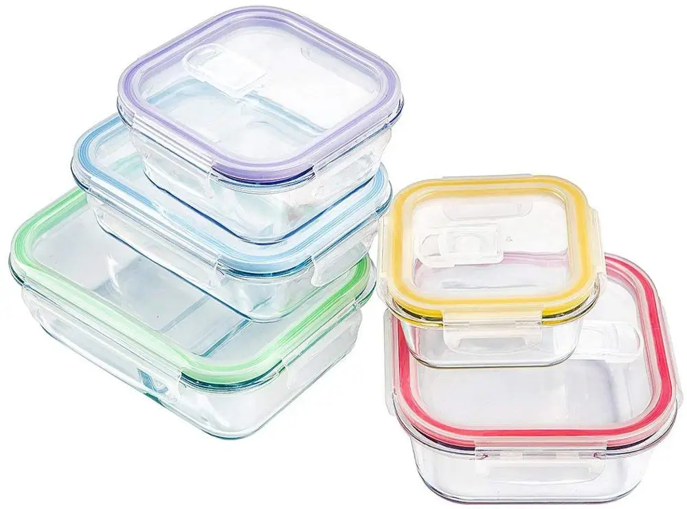 20pcs food storage containers Borosilicate Glass Food Storage Meal Saver Containers with vented Lids BPA Free Airtight