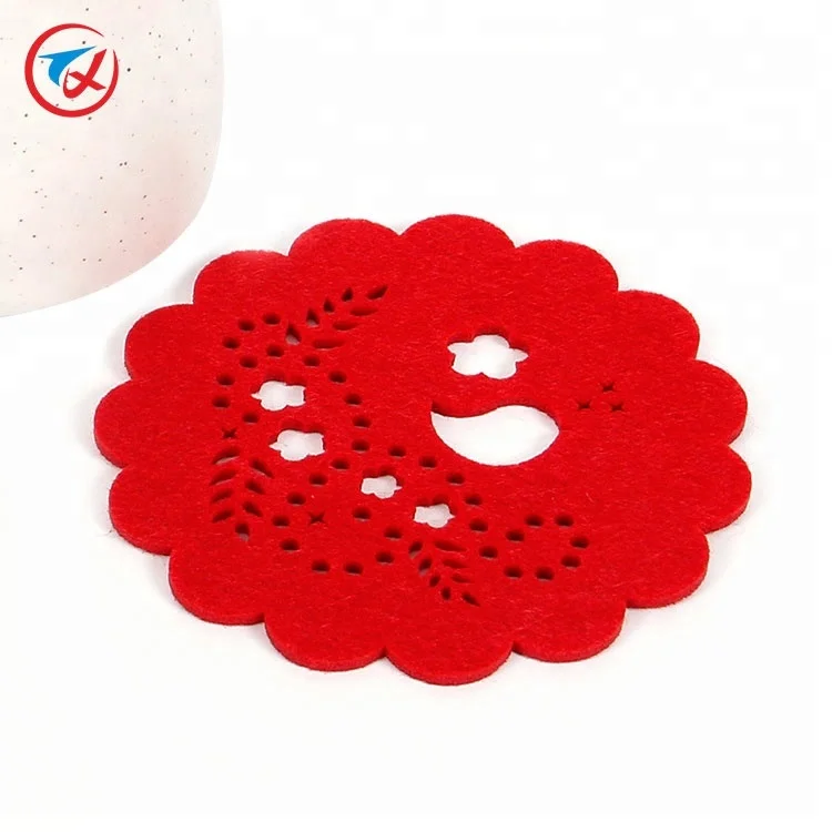 
hot sale placemat laser cut drink wool felt fabric cup coaster 