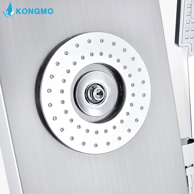 
LED Bathroom Shower Panel Multi-Function 304 Stainless Steel Wall Mounted Cold And Hot Water Amazon Hot Sales Matt Black 6025-3 