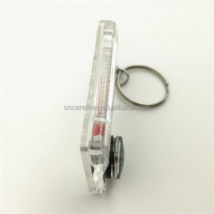 Transparent Keychain Compass with Thermometer, Key Ring Thermometer Compass OEM Orders Accepted
