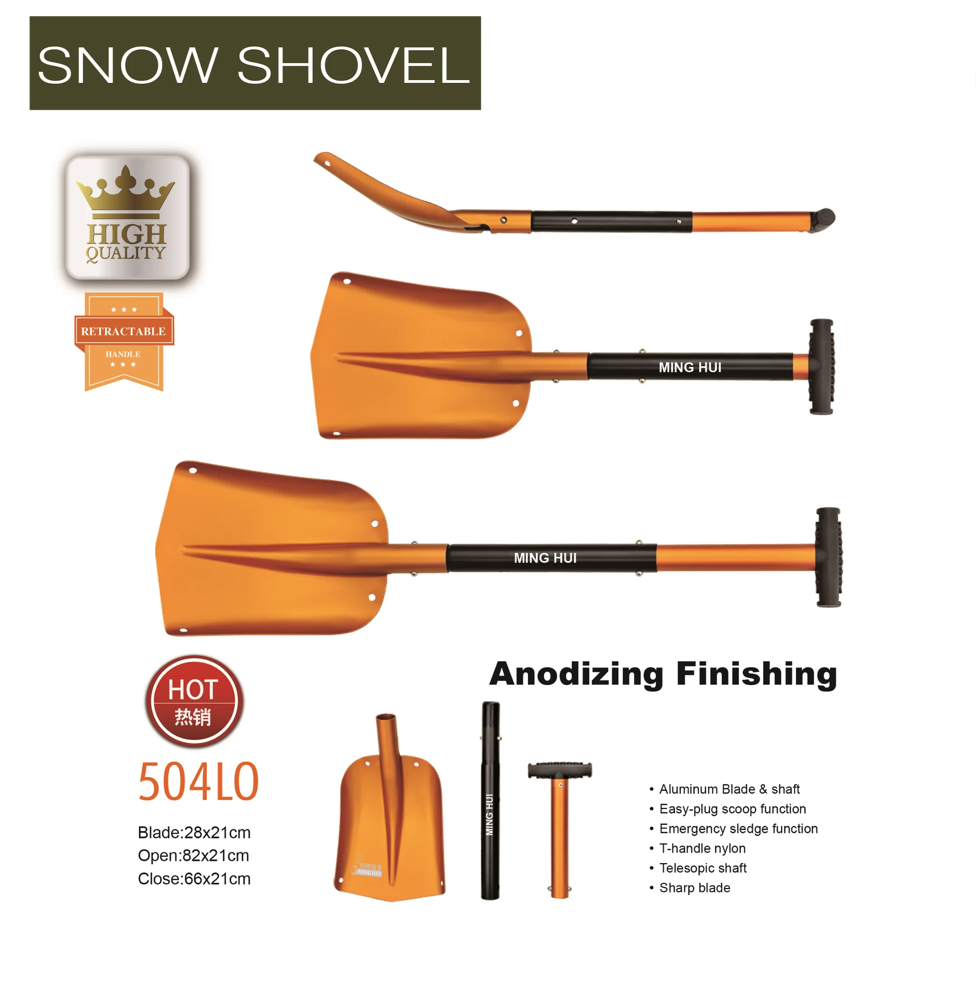 Aluminum Sport snow Shovel