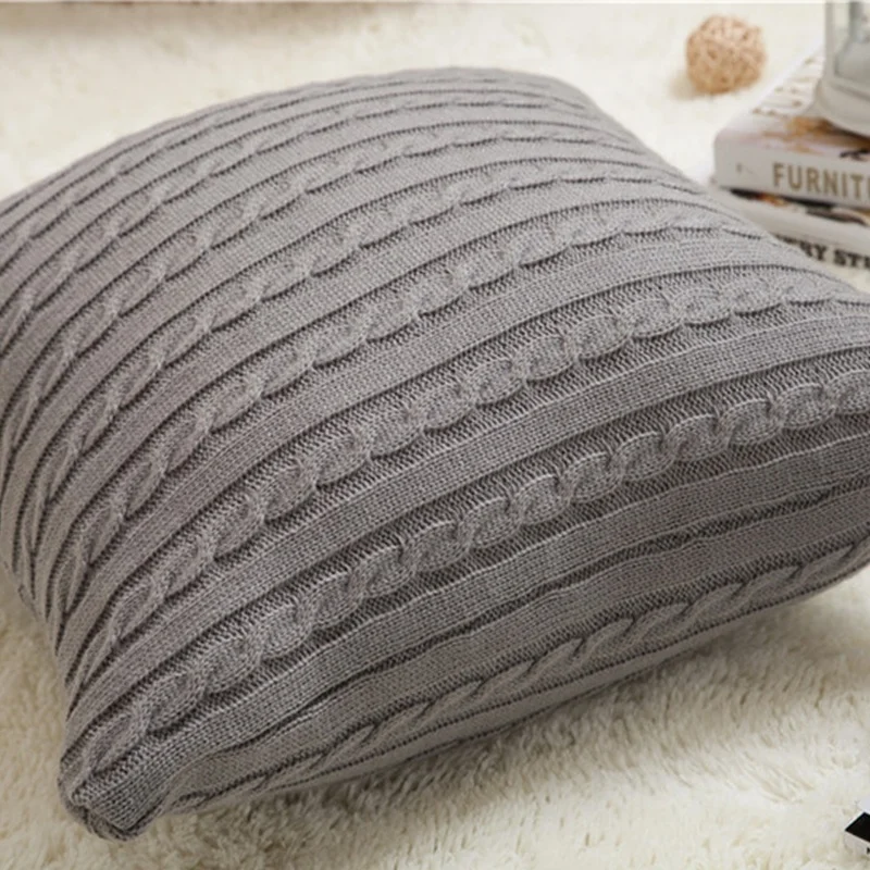 Cheersee cabel white comfortable seasonal patchwork sweater knit twist thorw wholesale decorative pillow cover with 18 x 18