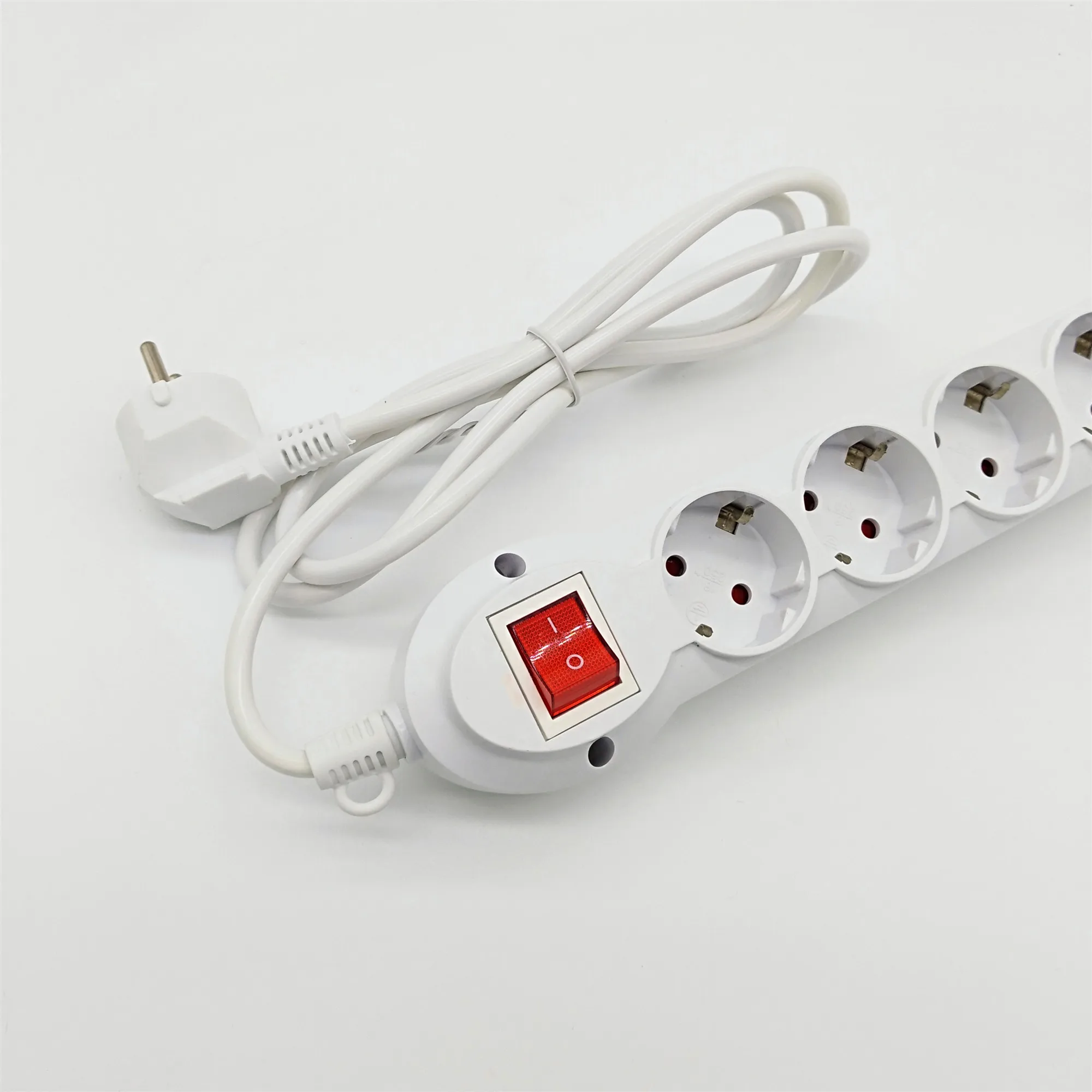 Electric Sockets  European 220v Power Strip 4 gang socket grounding  Extension  Cord