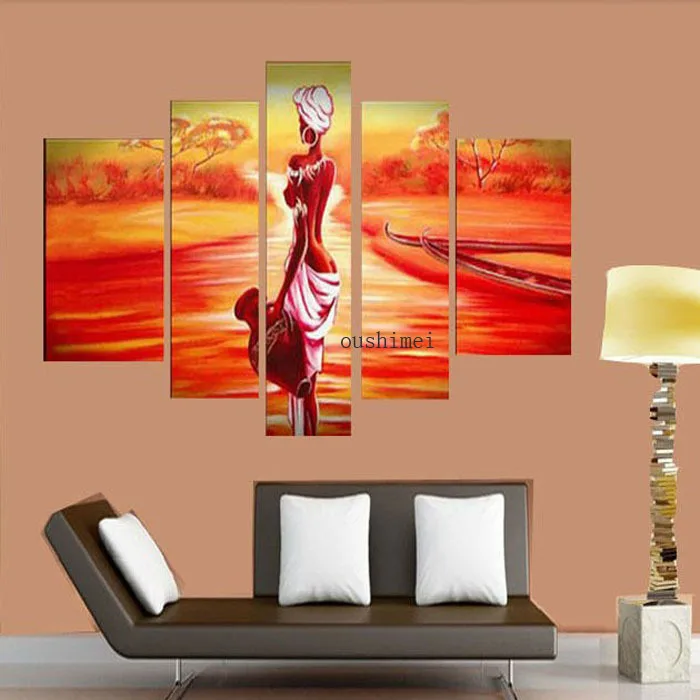 Us 29 9 Hand Painted India Gril Oil Painting On Canvas 5pcs Set Modern Sunrise Paint Art Living Room Office Decor Seascape Pictuers In Us 29 9 Hand Painted India Gril Oil Painting On Canvas 5pcs Set Modern Sunrise Paint Art Living Room Office Decor Seascape Pictuers In